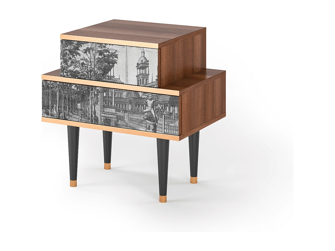 Comodino - 58х58х41 cm - NS1 - View of the Piazza, Noce