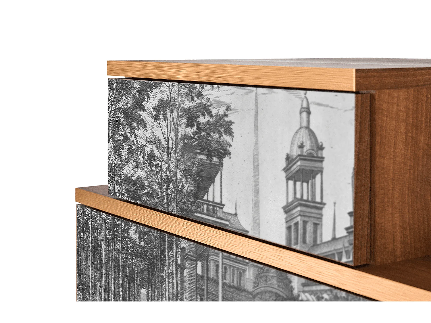 Table de nuit - 58х58х41 cm - NS1 - View of the Piazza, Noyer