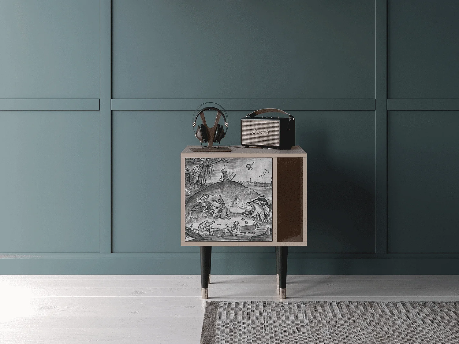 Table de nuit - 57х69х48 cm - S2 - Big Fish Eat Little, Latte