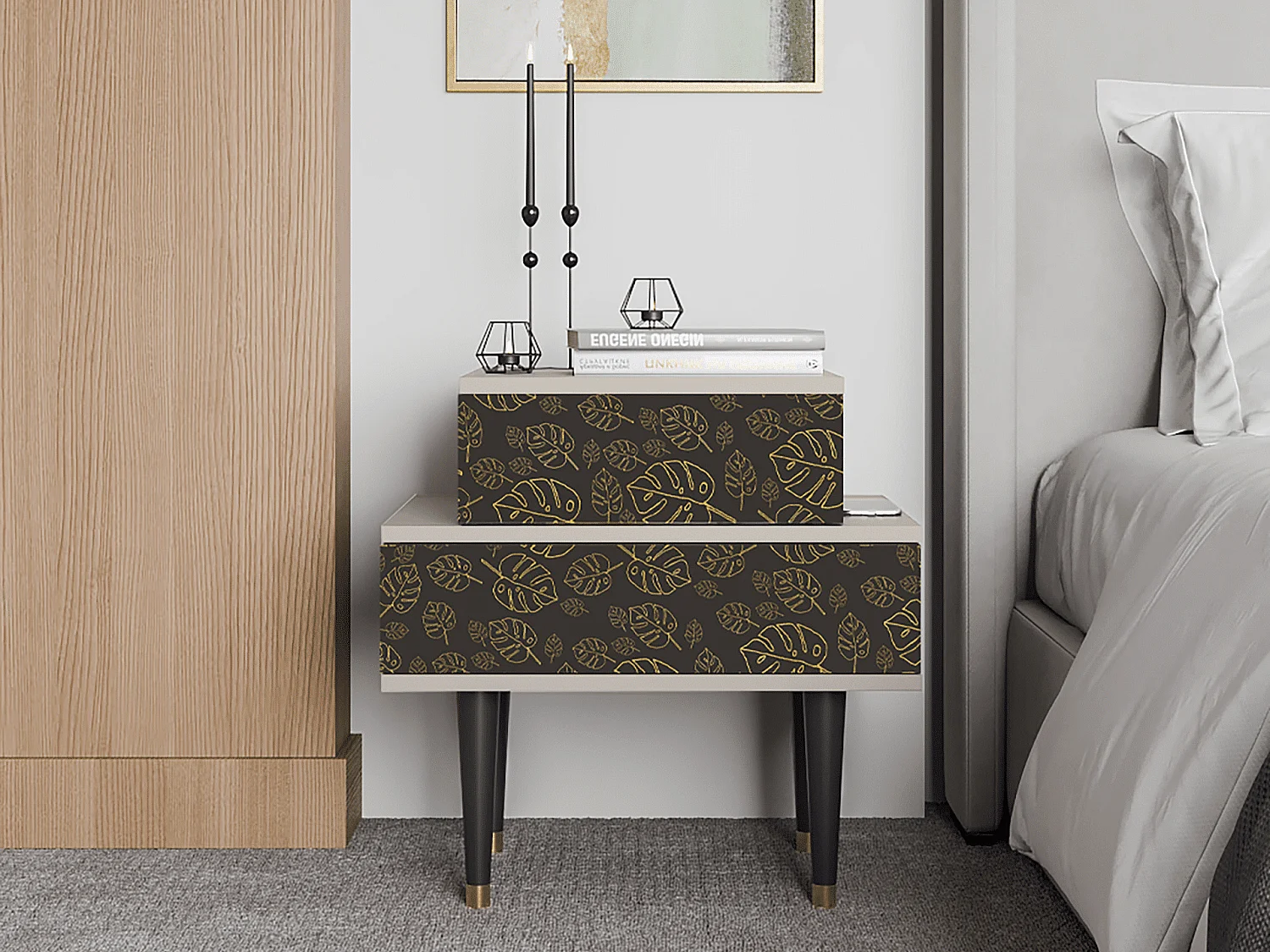 Table de nuit - 58х58х41 cm - NS1 - Fall Of The Leaves, Sable