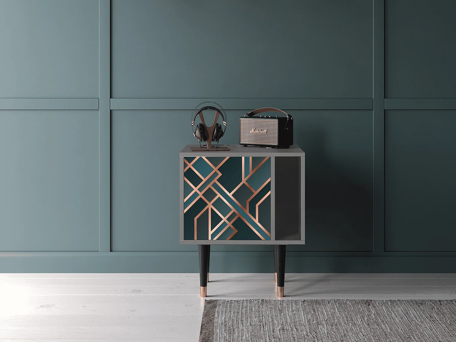 Stolik nocny - 57х69х48 cm - S2 - Bronze Crossroad, Szary