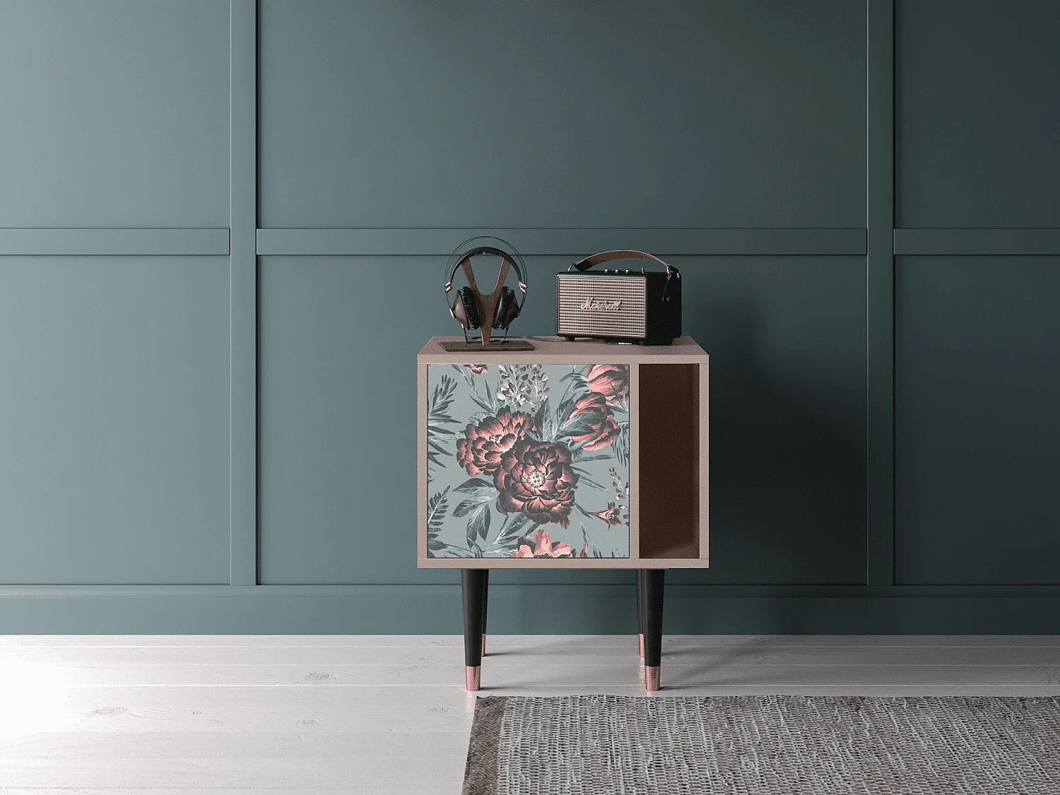 Table de nuit - 57х69х48 cm - S2 - Light Peonies, Latte