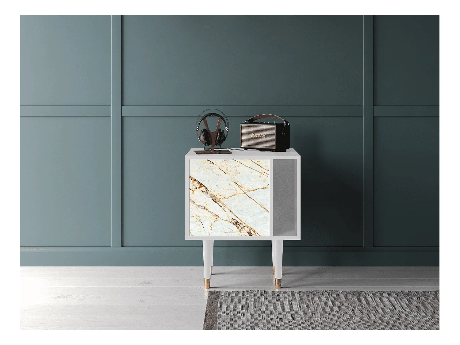 Mesita de noche - 57х69х48 cm - S2 - Arenay Marble, Blanco