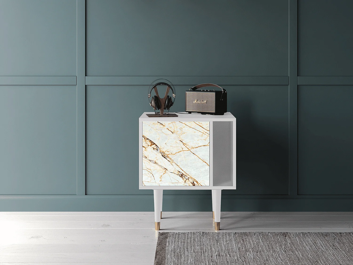 Table de nuit - 57х69х48 cm - S2 - Sabley Marble, Blanc