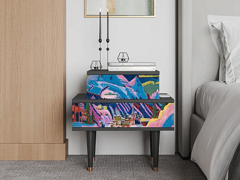 Nachtkastje - 58х58х41 cm - NS1 - Davos Winter, Antraciet