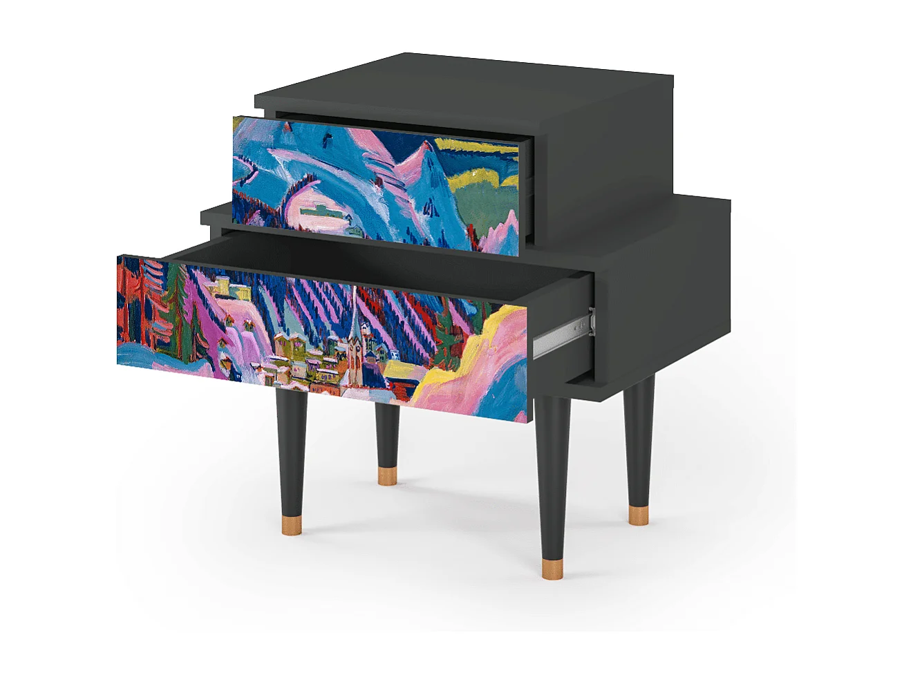 Comodino - 58х58х41 cm - NS1 - Davos Winter, Antracite