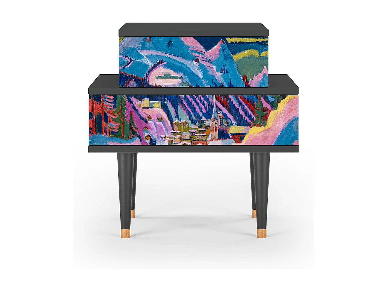 Table de nuit - 58х58х41 cm - NS1 - Davos Winter, Anthracite