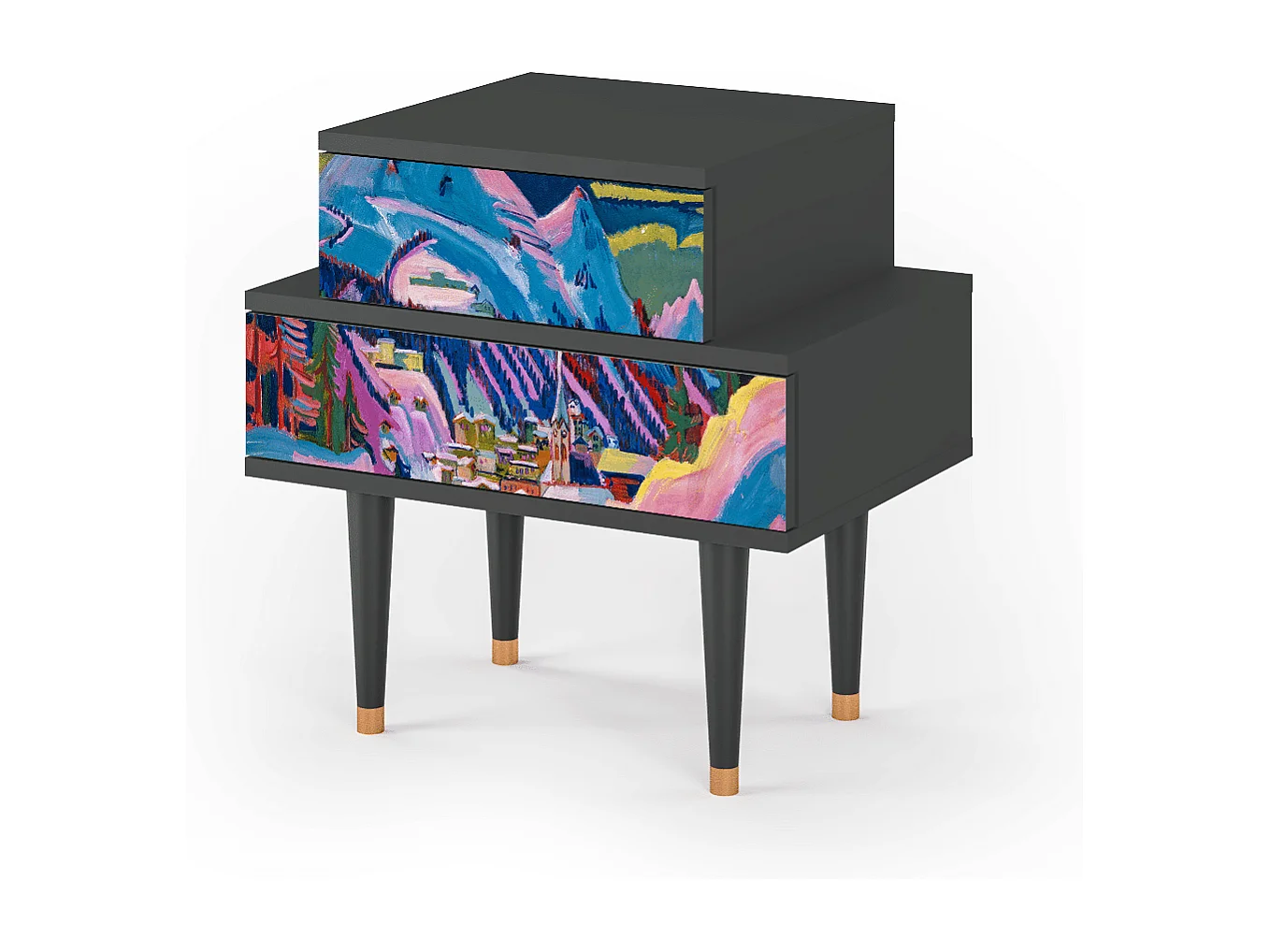 Table de nuit - 58х58х41 cm - NS1 - Davos Winter, Anthracite