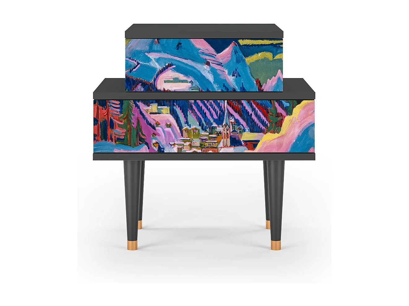 Table de nuit - 58х58х41 cm - NS1 - Davos Winter, Anthracite