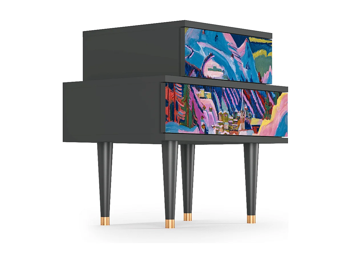 Table de nuit - 58х58х41 cm - NS1 - Davos Winter, Anthracite