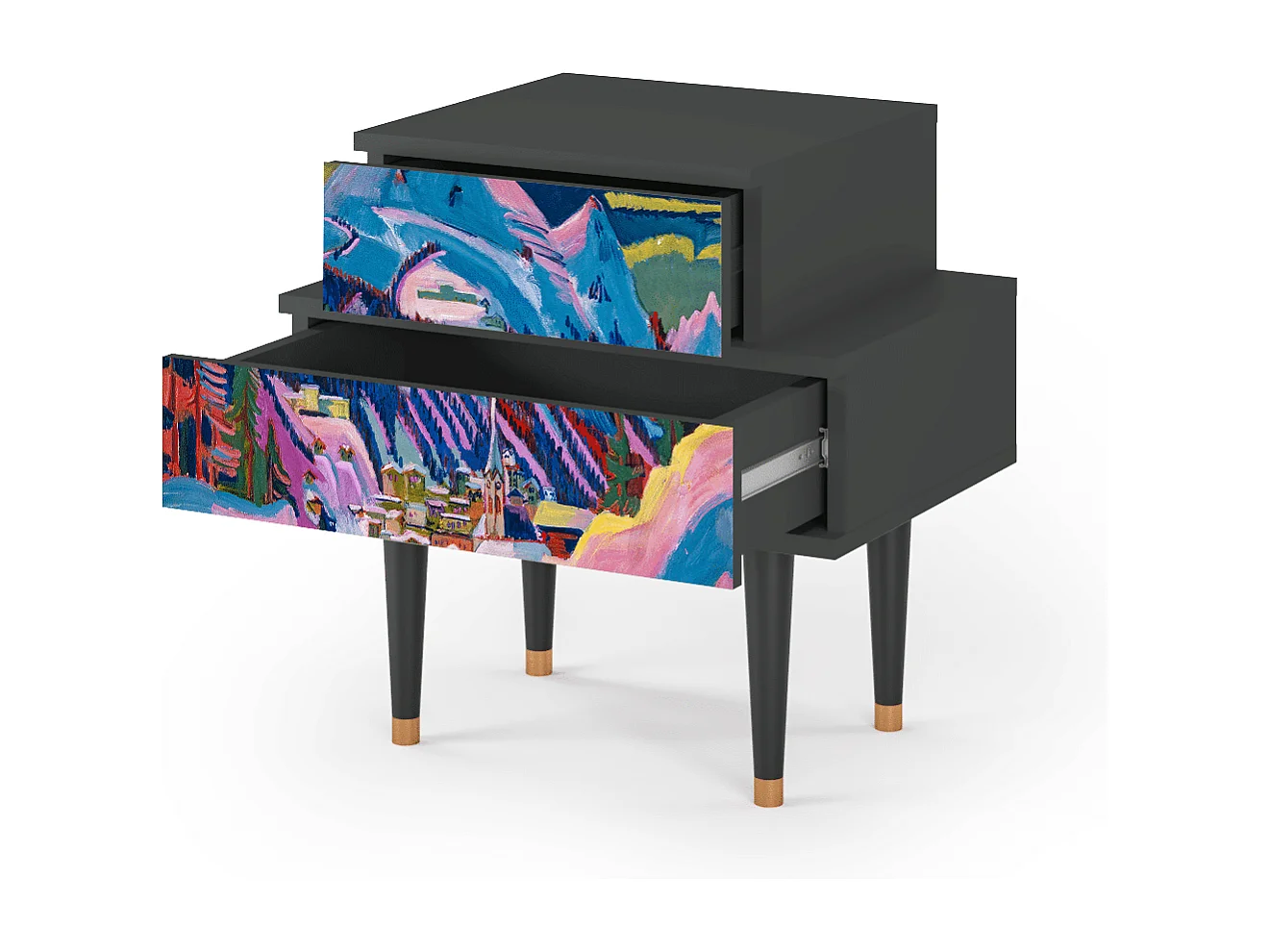 Table de nuit - 58х58х41 cm - NS1 - Davos Winter, Anthracite