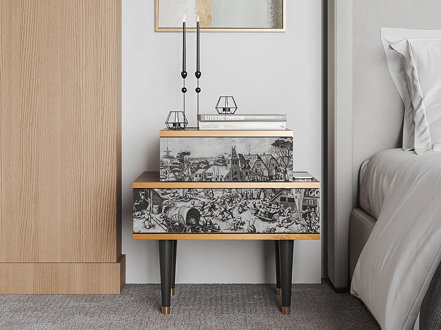 Table de nuit - 58х58х41 cm - NS1 - The Festival of Saint, Noyer