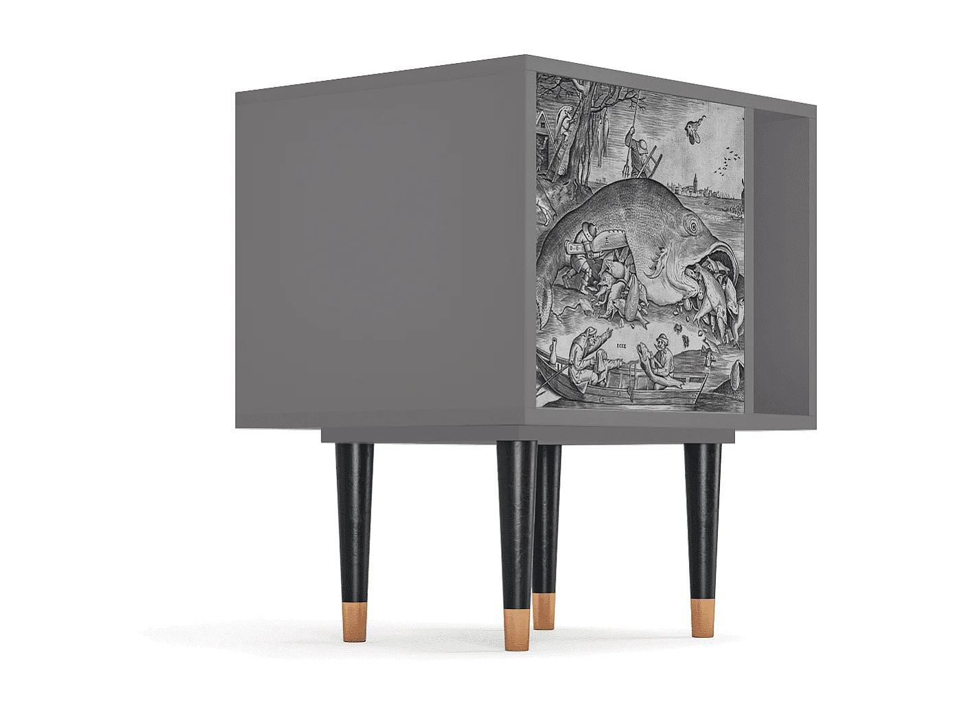 Nachtkastje - 57х69х48 cm - S2 - Big Fish Eat Little, Grijs