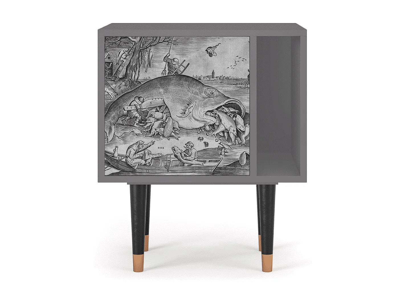 Table de nuit - 57х69х48 cm - S2 - Big Fish Eat Little, Gris