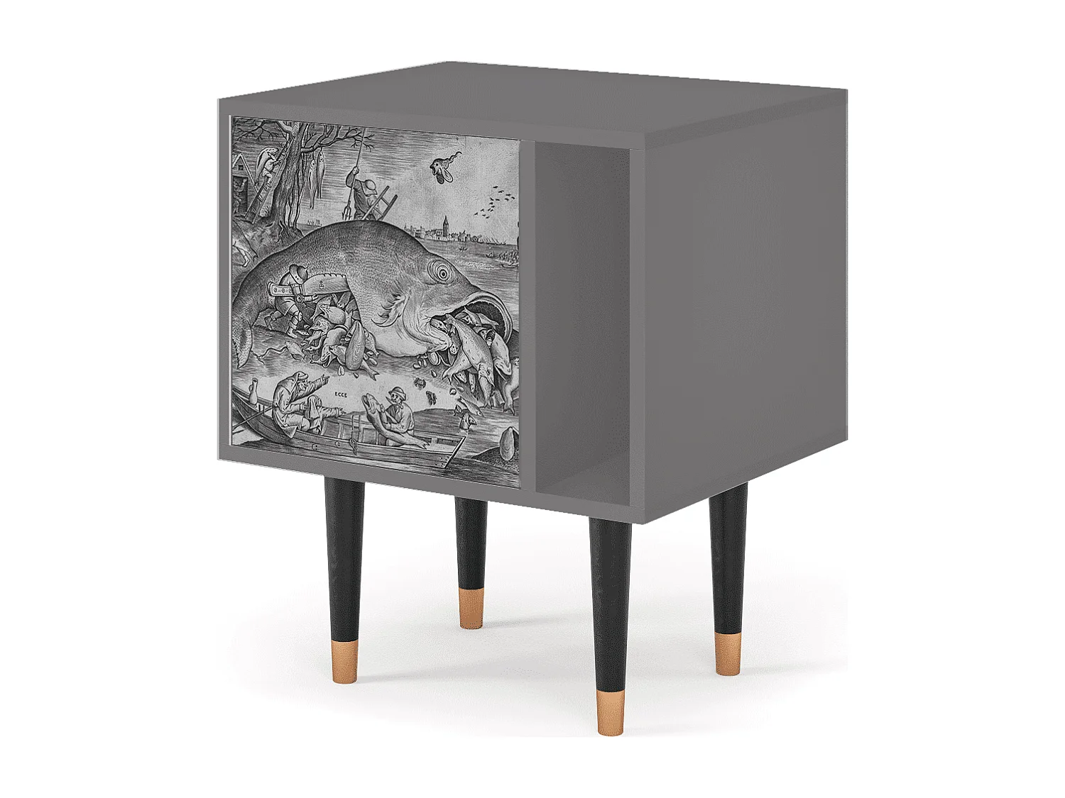 Table de nuit - 57х69х48 cm - S2 - Big Fish Eat Little, Gris
