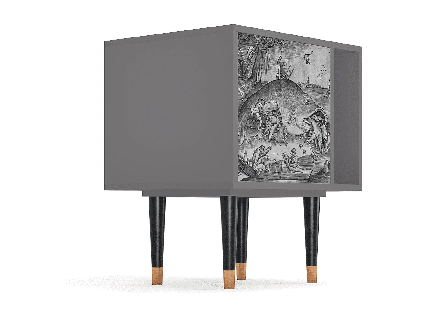 Table de nuit - 57х69х48 cm - S2 - Big Fish Eat Little, Gris