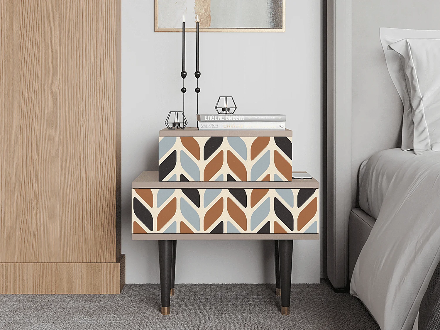 Nachtkastje - 58х58х41 cm - NS1 - Beige Laure, Latte