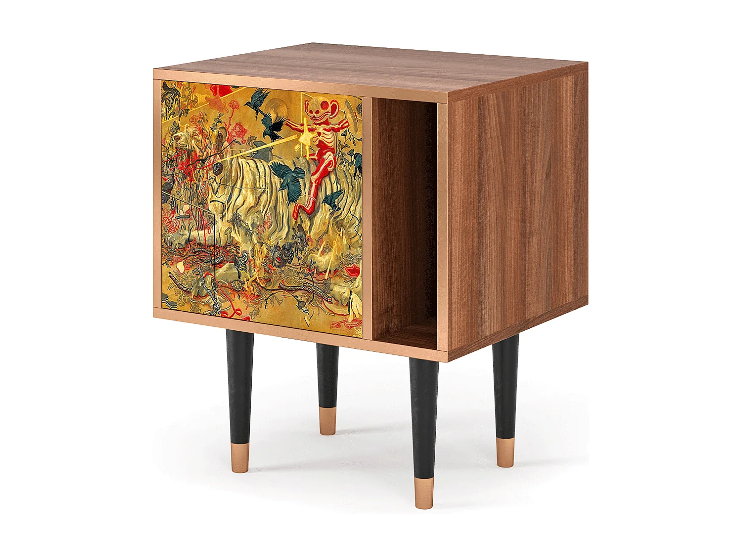 Stolik nocny - 57х69х48 cm - S2 - Blood by James Jean, Orzech