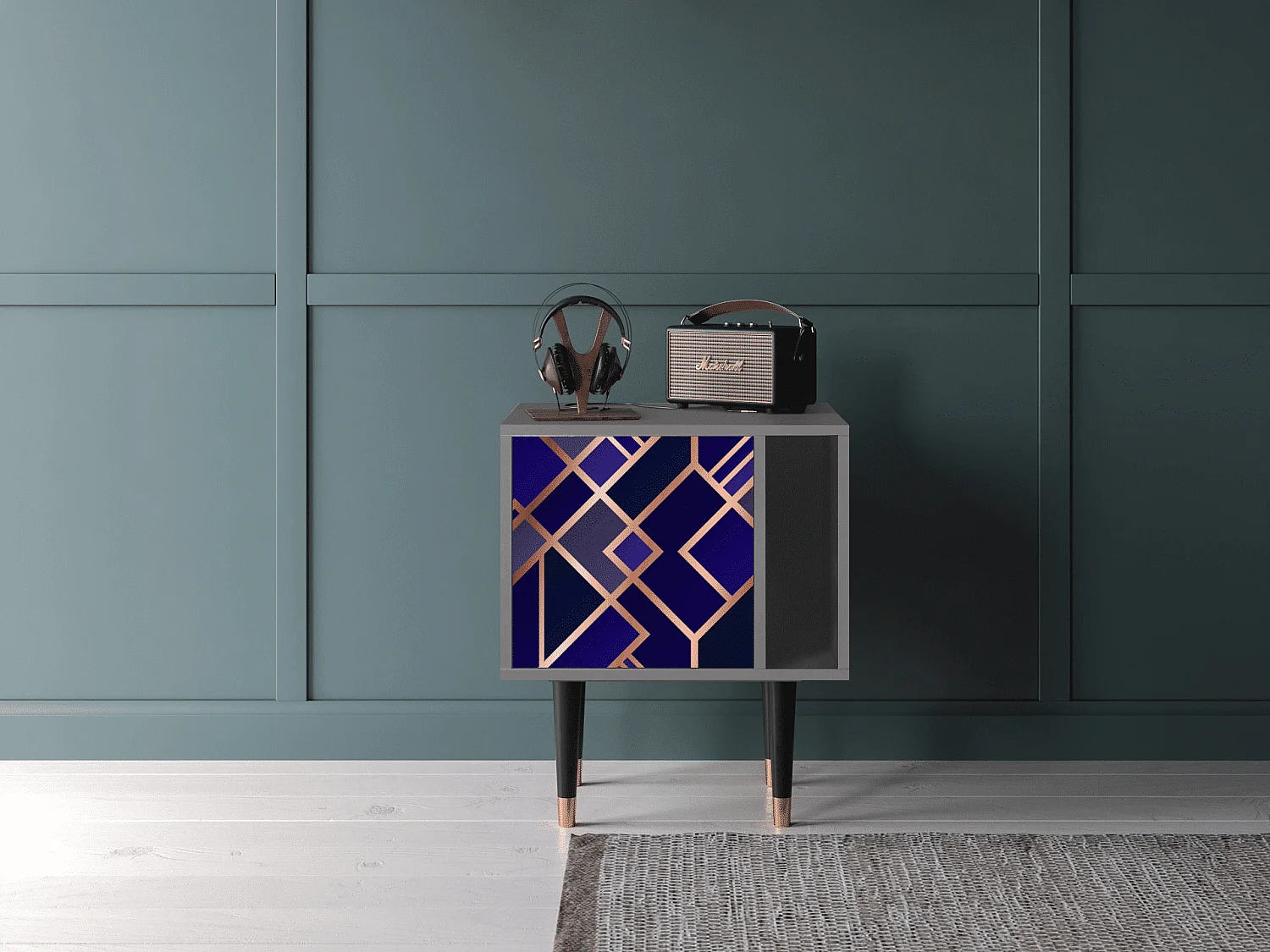 Table de nuit - 57х69х48 cm - S2 - Aquamarine Getsby, Gris