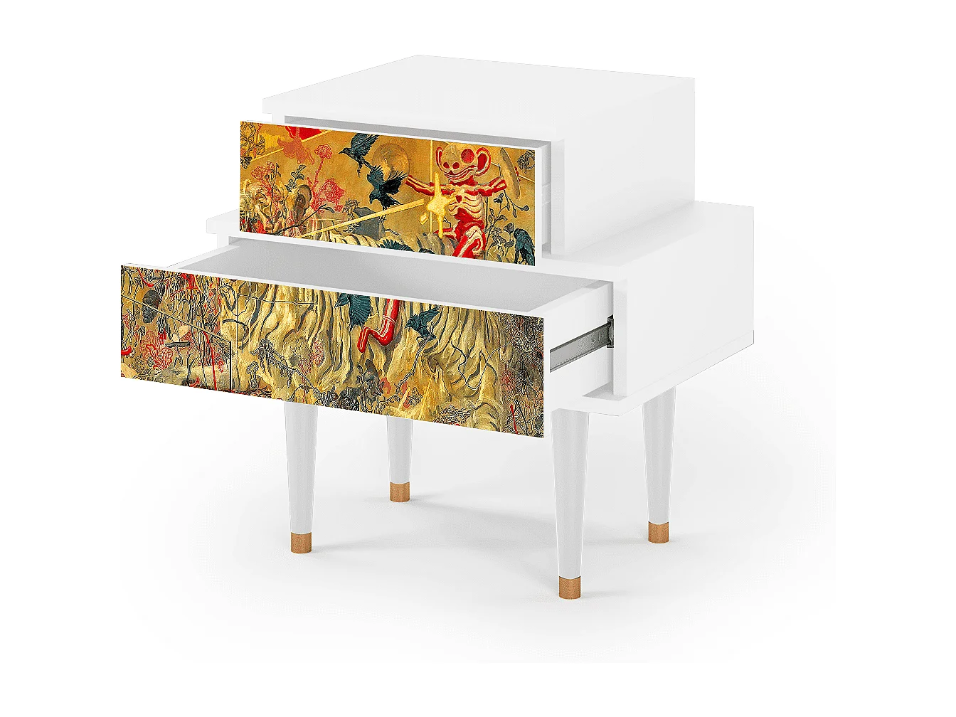 Stolik nocny - 58х58х41 cm - NS1 - Blood by James Jean, Biały