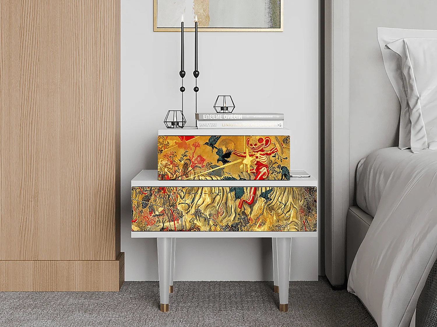 Table de nuit - 58х58х41 cm - NS1 - Blood by James Jean, Blanc