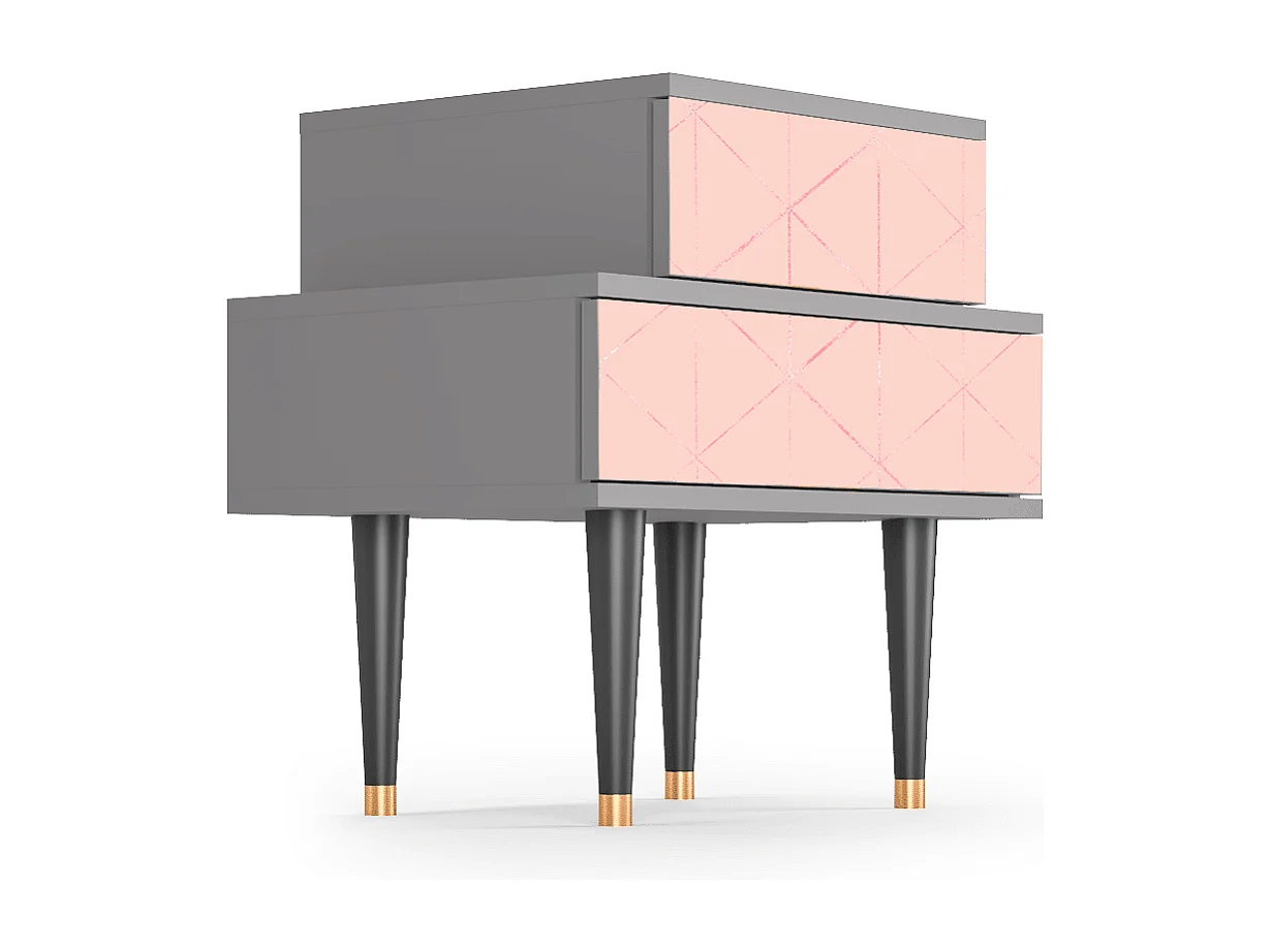 Table de nuit - 58х58х41 cm - NS1 - Rose Quartz, Gris