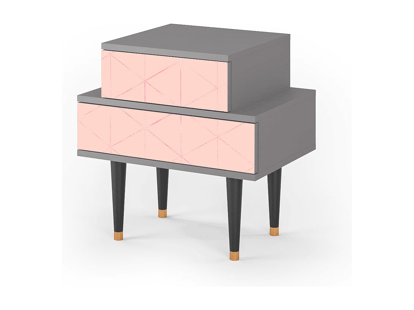 Table de nuit - 58х58х41 cm - NS1 - Rose Quartz, Gris