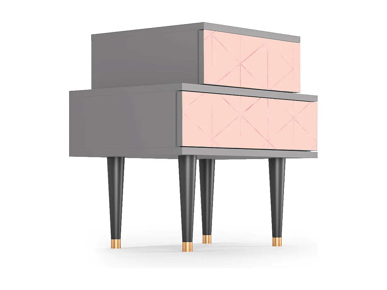 Table de nuit - 58х58х41 cm - NS1 - Rose Quartz, Gris