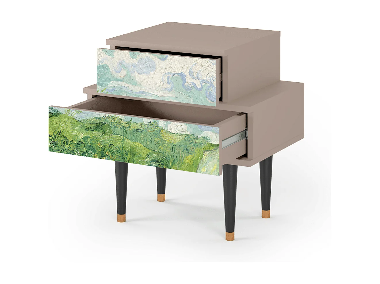 Stolik nocny - 58х58х41 cm - NS1 - Green Wheat Fields, Latte