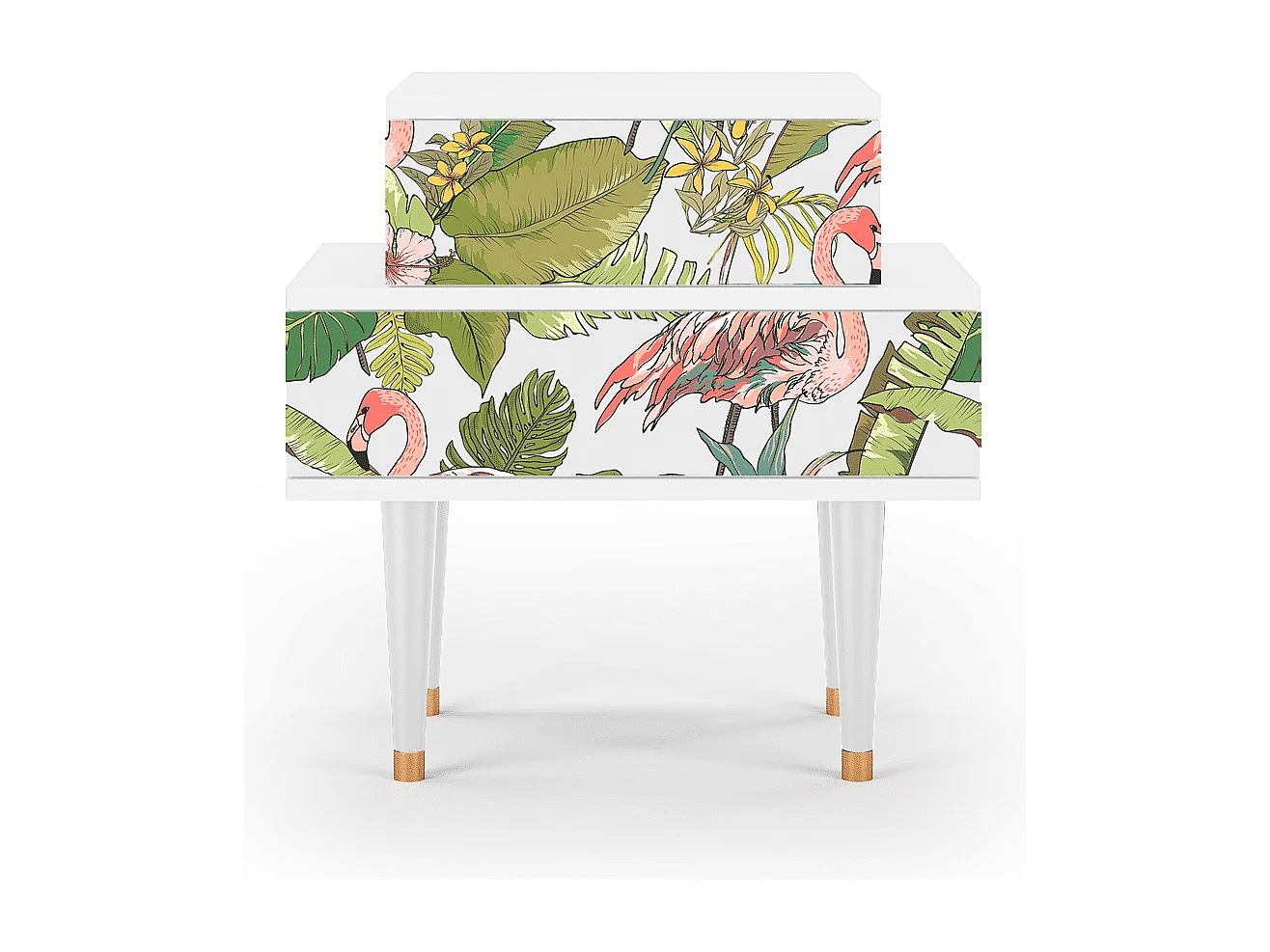 Nachtkastje - 58х58х41 cm - NS1 - Sweet Flamingo, Wit