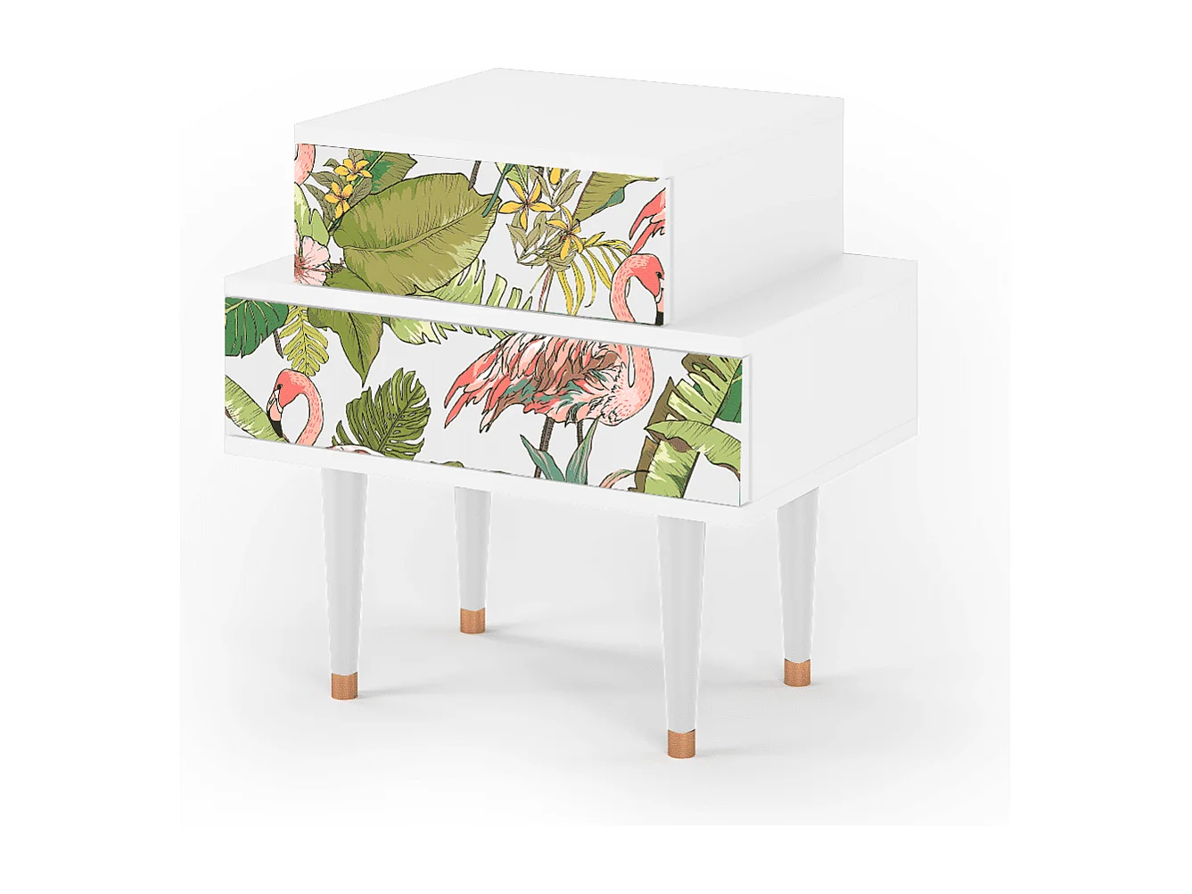 Stolik nocny - 58х58х41 cm - NS1 - Sweet Flamingo, Biały