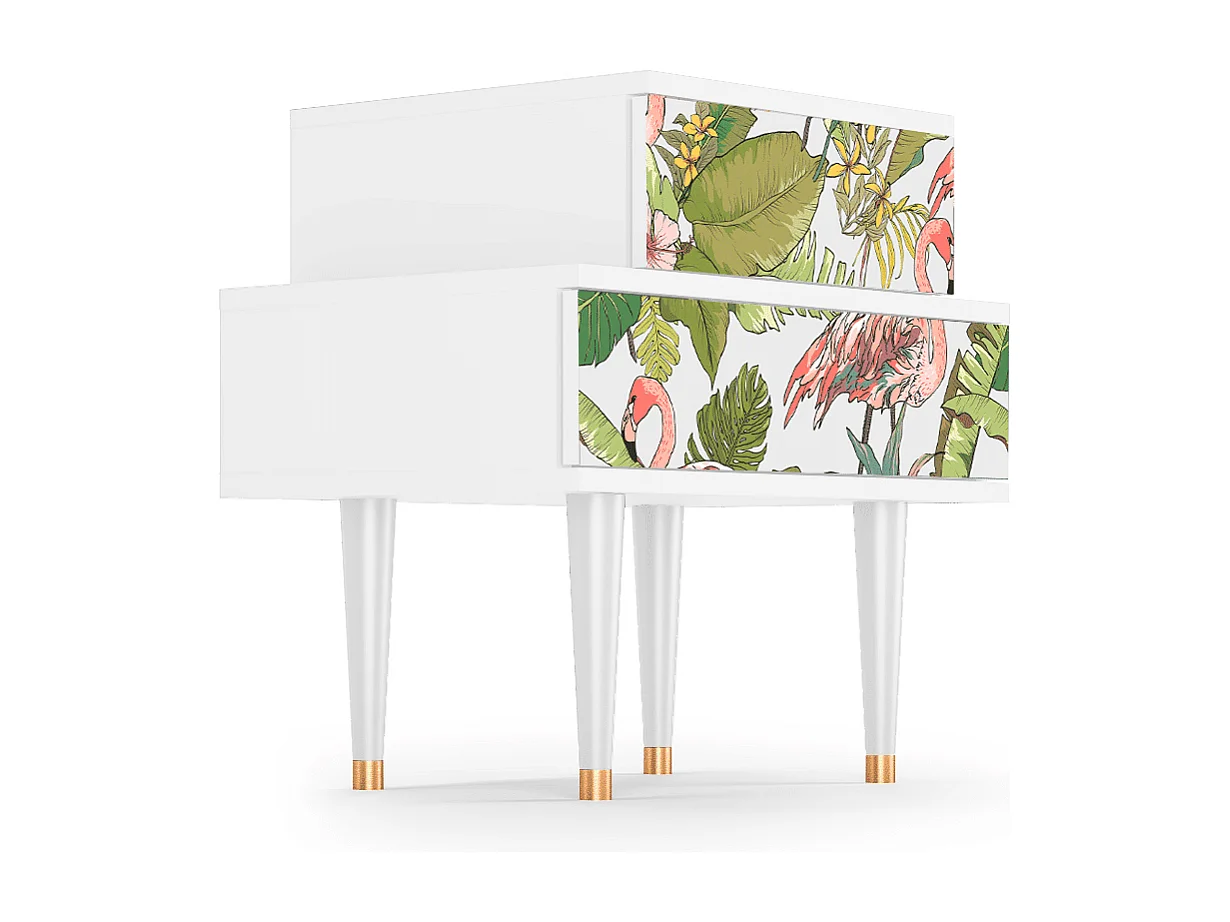 Stolik nocny - 58х58х41 cm - NS1 - Sweet Flamingo, Biały