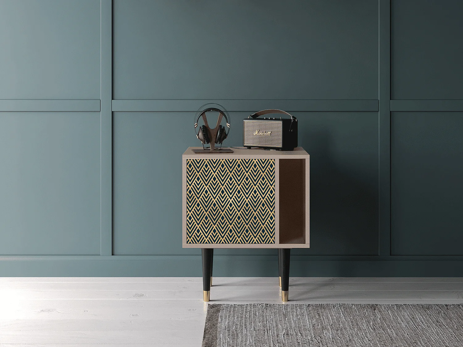 Nachttisch - 57х69х48 cm - S2 - Egypt Triangles, Latte