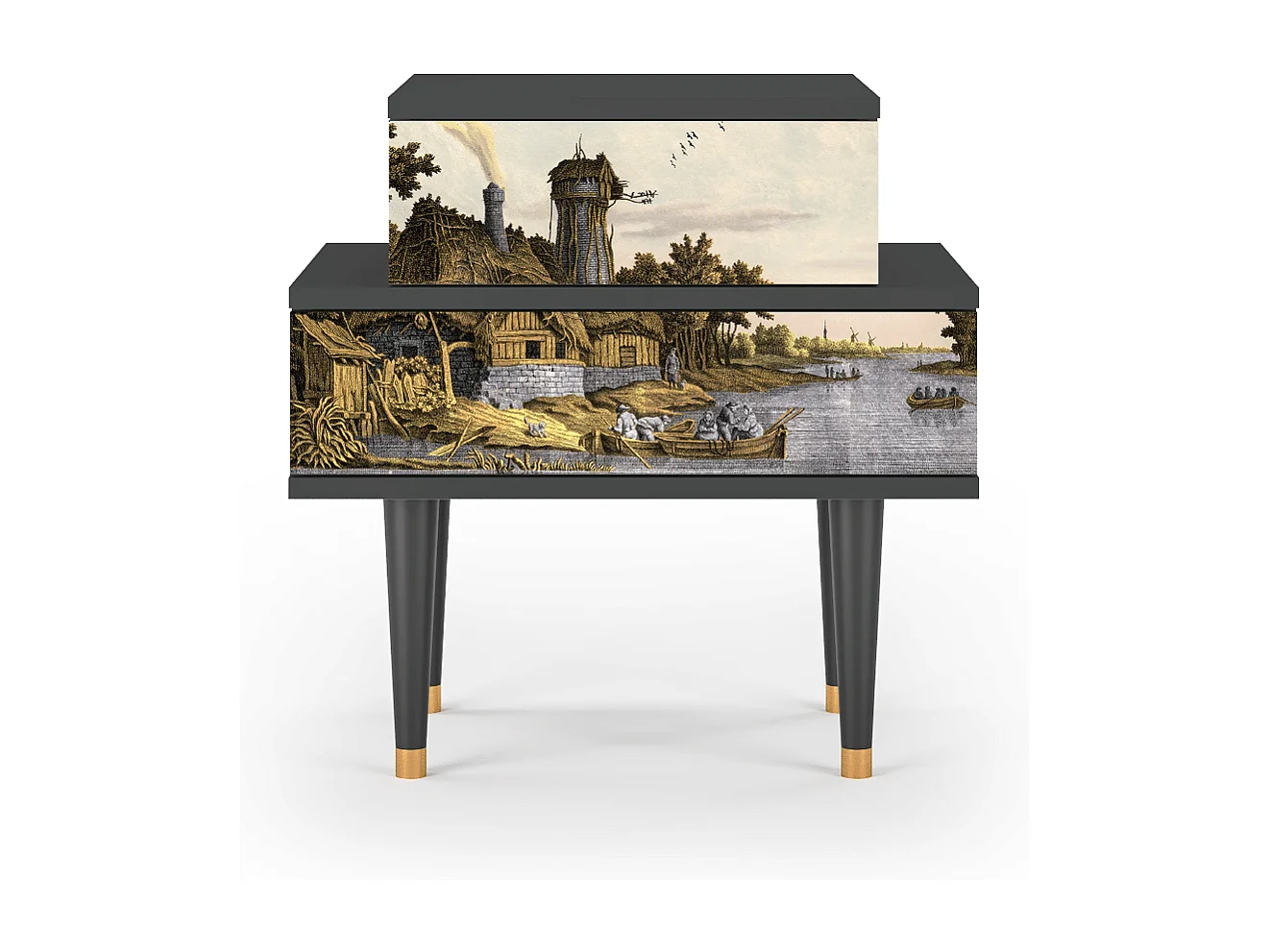 Table de nuit - 58х58х41 cm - NS1 - Mill along a River, Anthracite