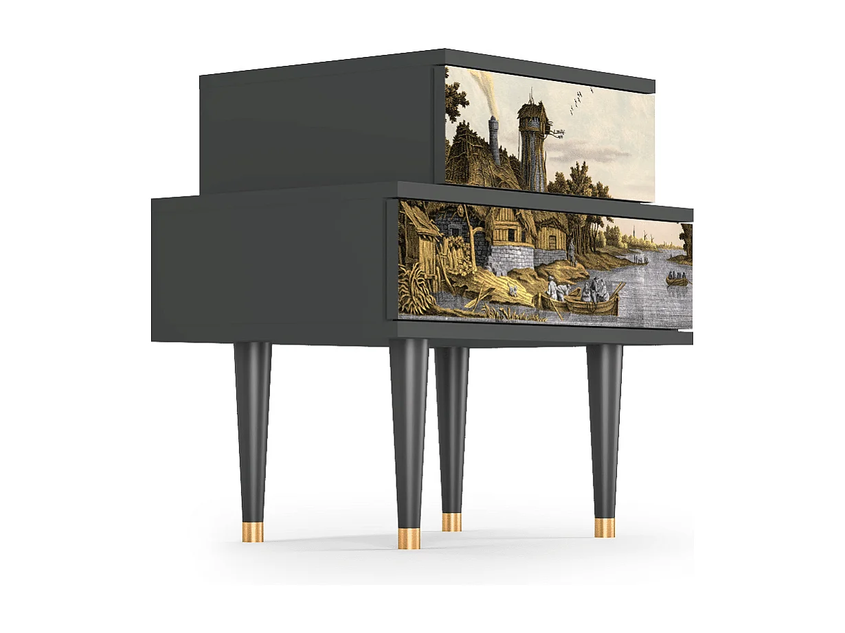 Table de nuit - 58х58х41 cm - NS1 - Mill along a River, Anthracite