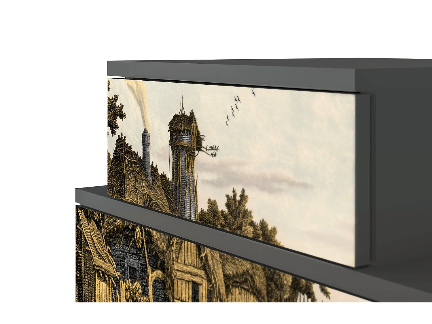 Table de nuit - 58х58х41 cm - NS1 - Mill along a River, Anthracite