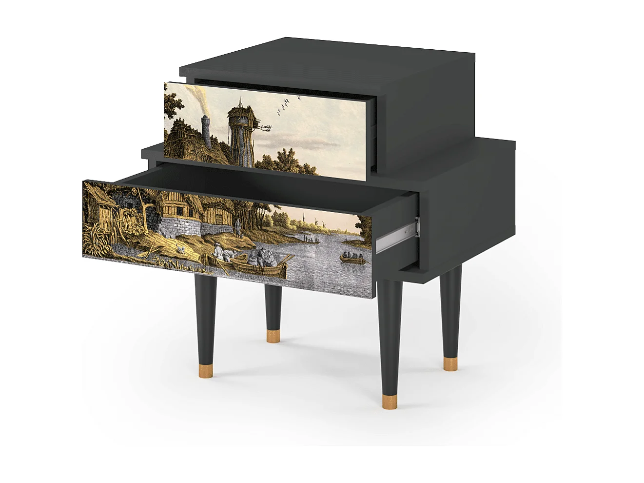 Table de nuit - 58х58х41 cm - NS1 - Mill along a River, Anthracite