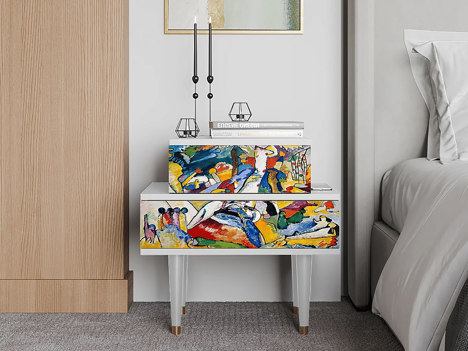 Stolik nocny - 58х58х41 cm - NS1 - Improvisation 26  , Biały