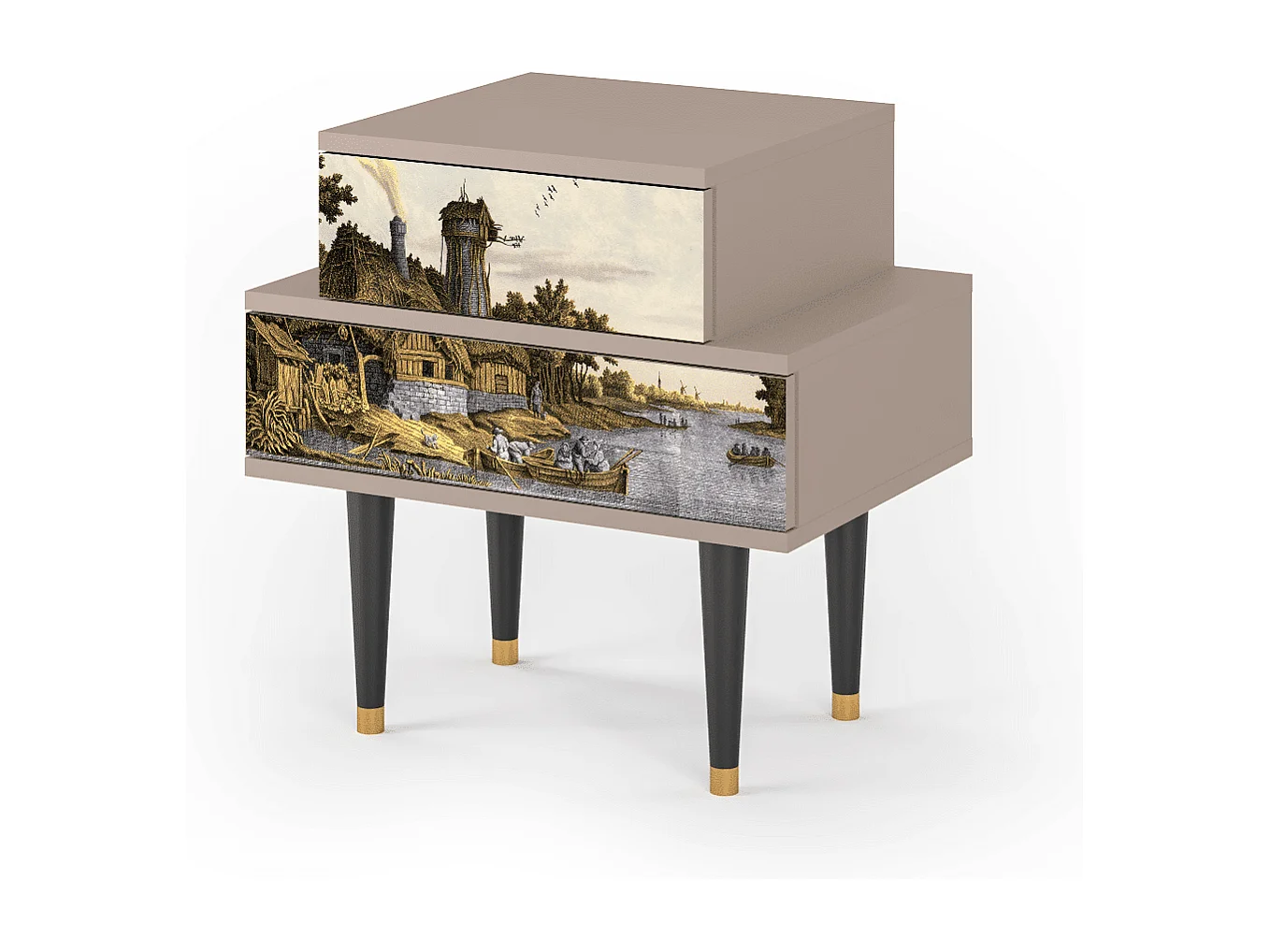 Table de nuit - 58х58х41 cm - NS1 - Mill along a River, Latte