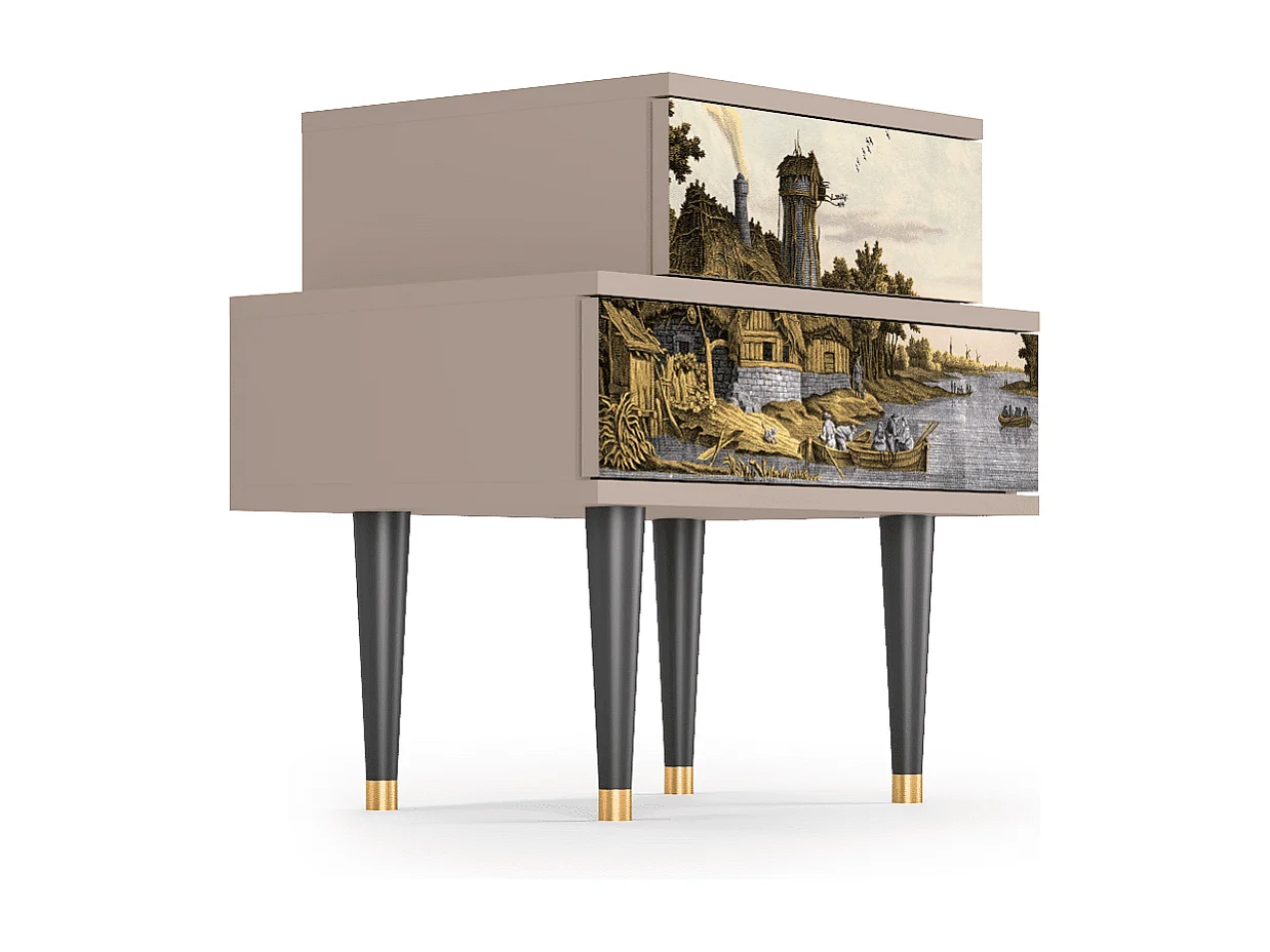 Table de nuit - 58х58х41 cm - NS1 - Mill along a River, Latte