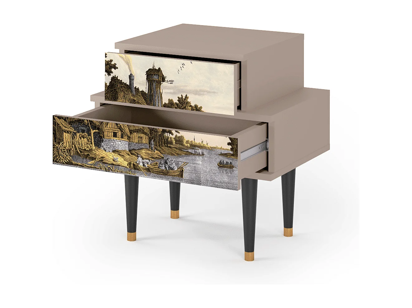 Table de nuit - 58х58х41 cm - NS1 - Mill along a River, Latte