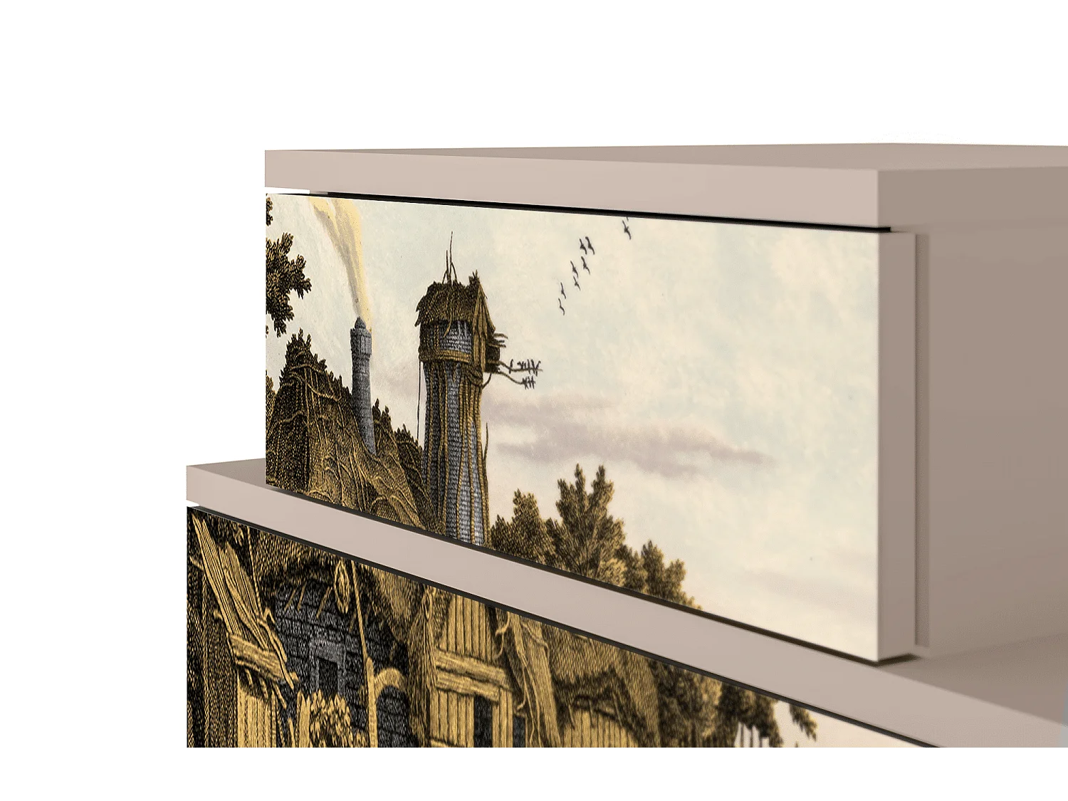 Nachtkastje - 58х58х41 cm - NS1 - Mill along a River, Latte