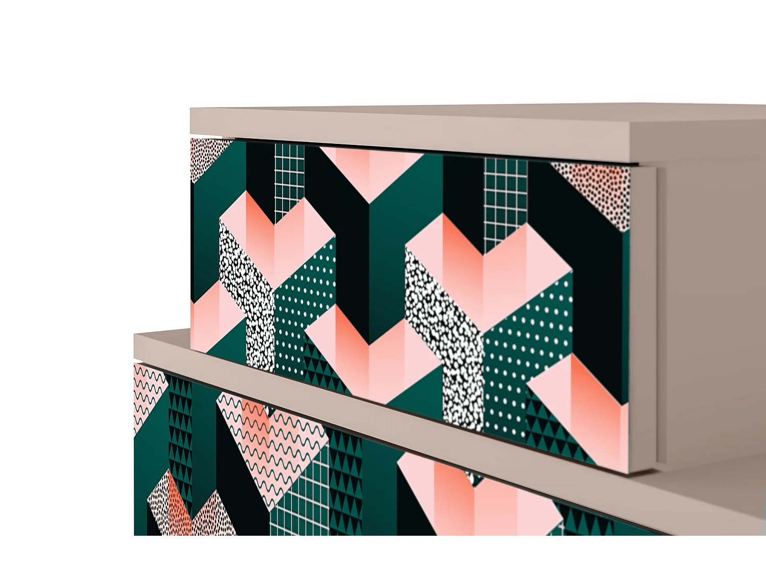 Stolik nocny - 58х58х41 cm - NS1 - Geometric Madness, Latte