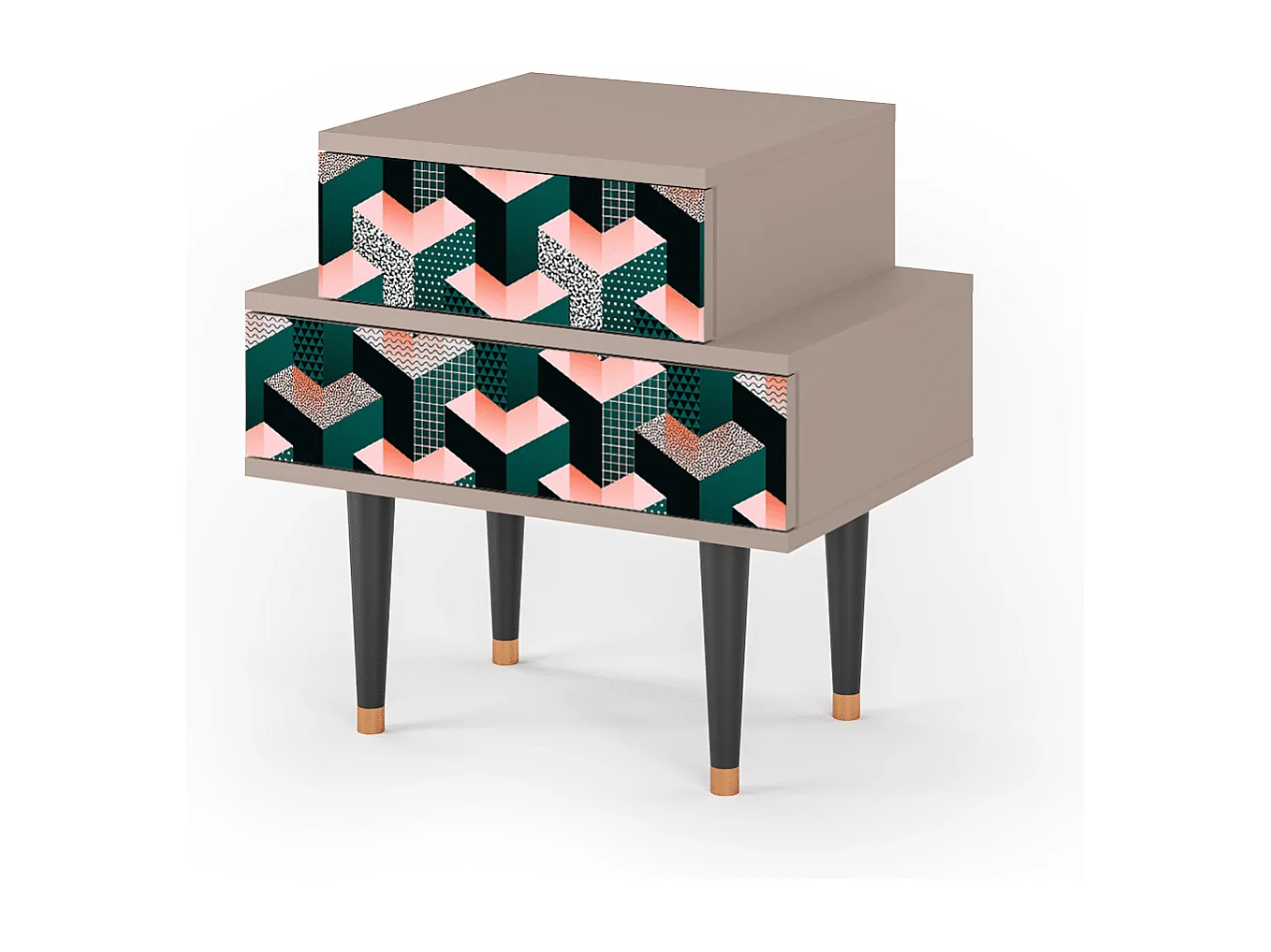 Table de nuit - 58х58х41 cm - NS1 - Geometric Madness, Latte