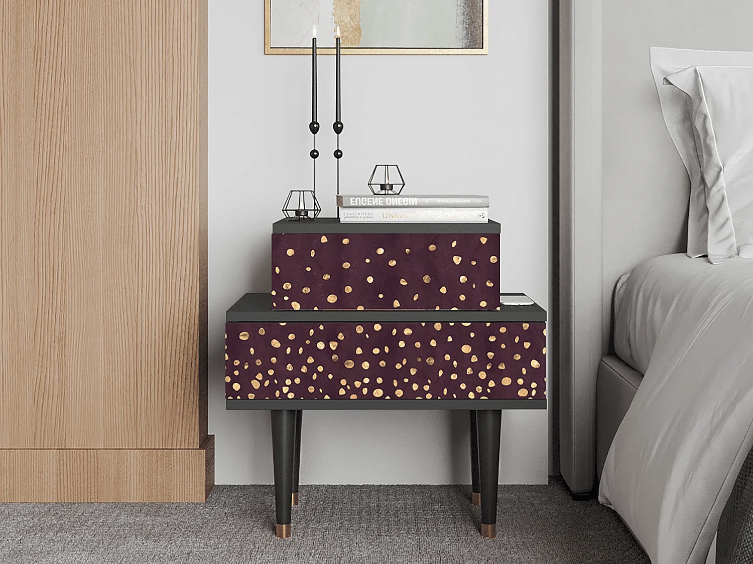 Table de nuit - 58х58х41 cm - NS1 - Glowworms, Anthracite