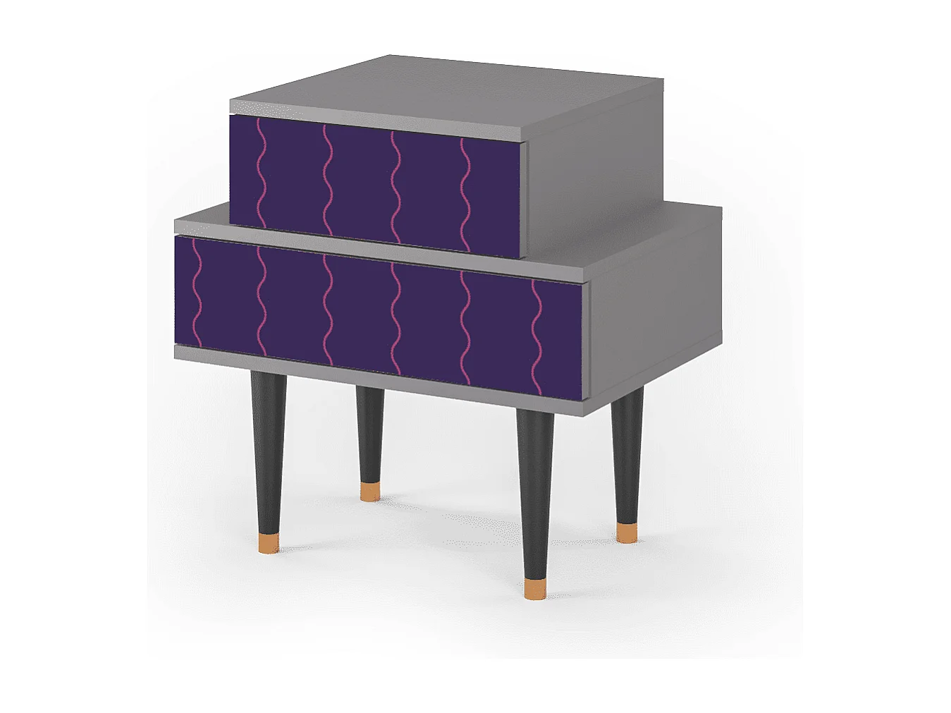 Stolik nocny - 58х58х41 cm - NS1 - Grape Maccaroni, Szary