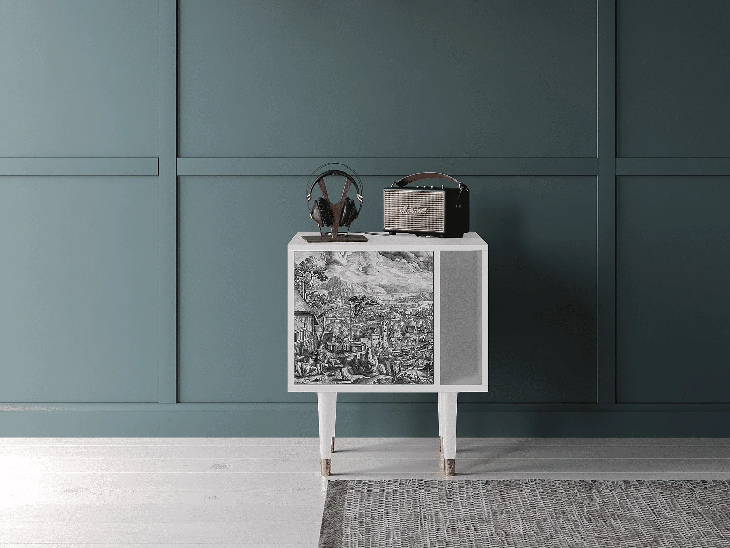 Stolik nocny - 57х69х48 cm - S2 - Departure, Biały