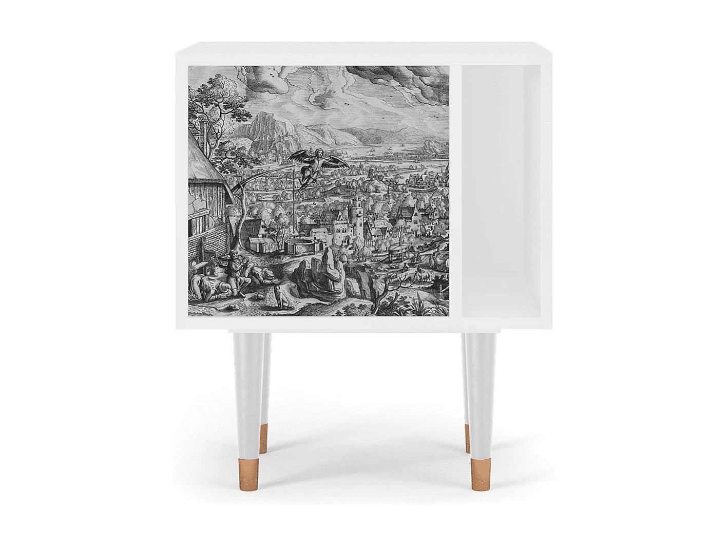 Stolik nocny - 57х69х48 cm - S2 - Departure, Biały