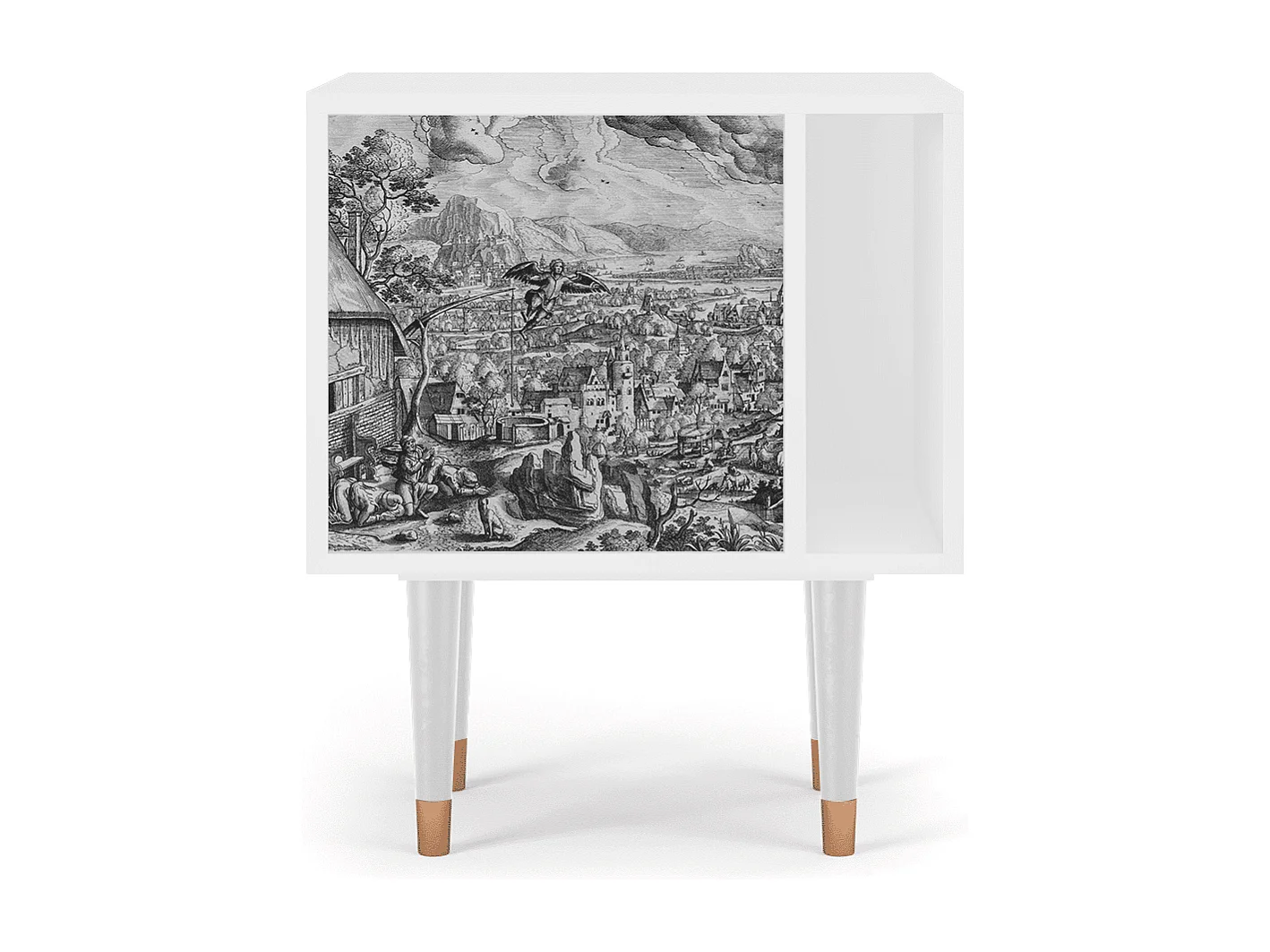 Stolik nocny - 57х69х48 cm - S2 - Departure, Biały