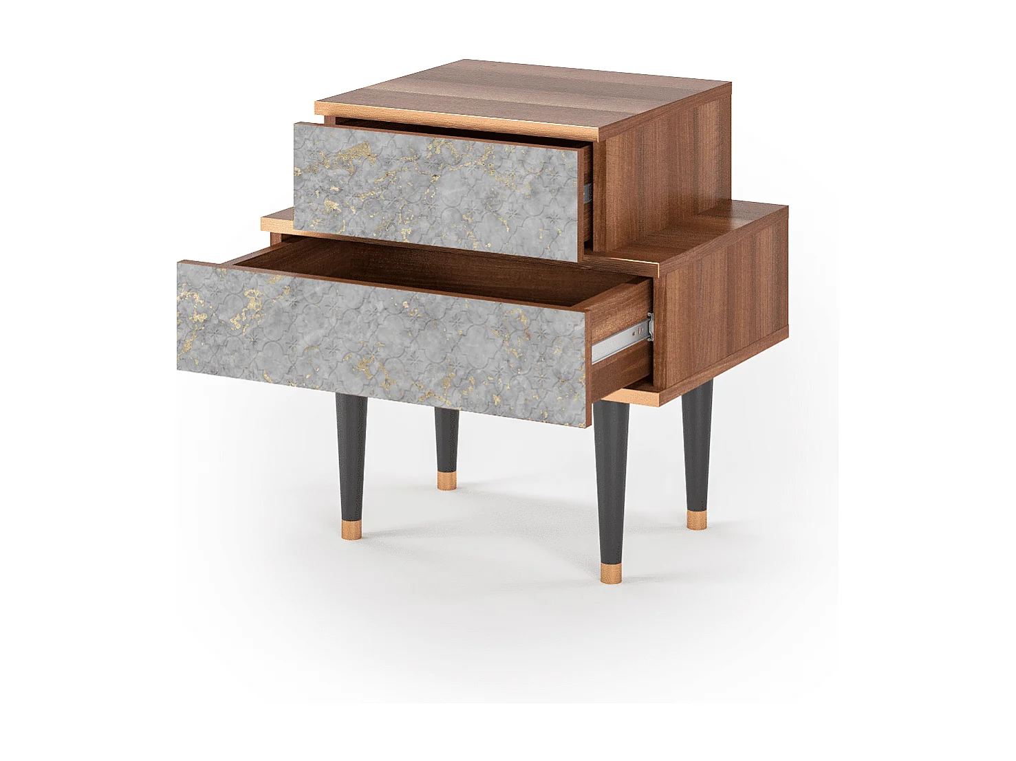 Stolik nocny - 58х58х41 cm - NS1 - Mariana Trench, Orzech